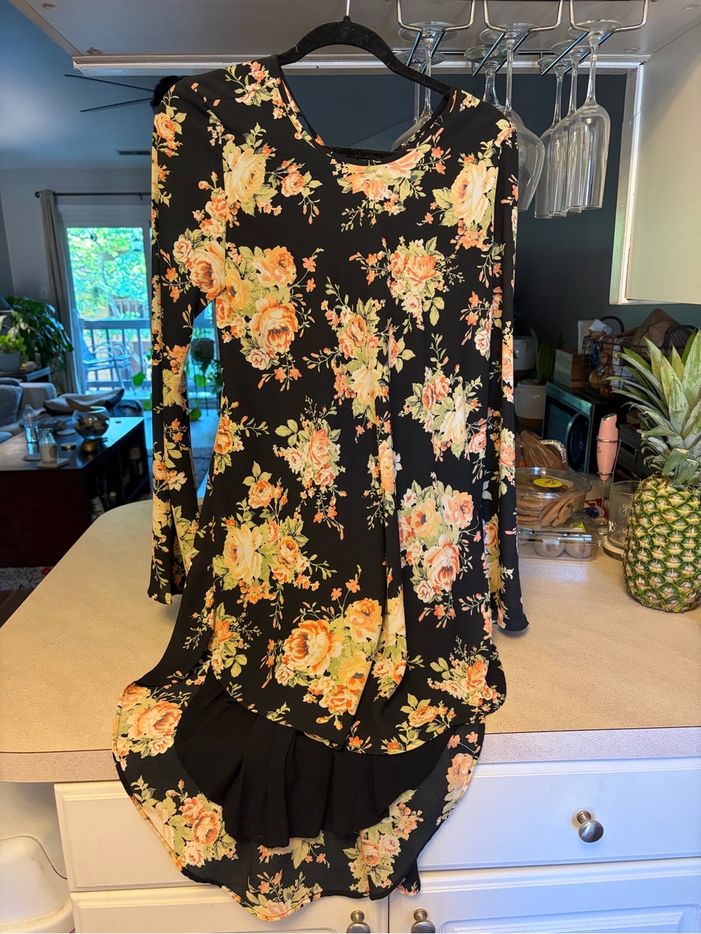 FREE PEOPLE HI- LOW LONG SLEEVED OPEN BACK DRESS